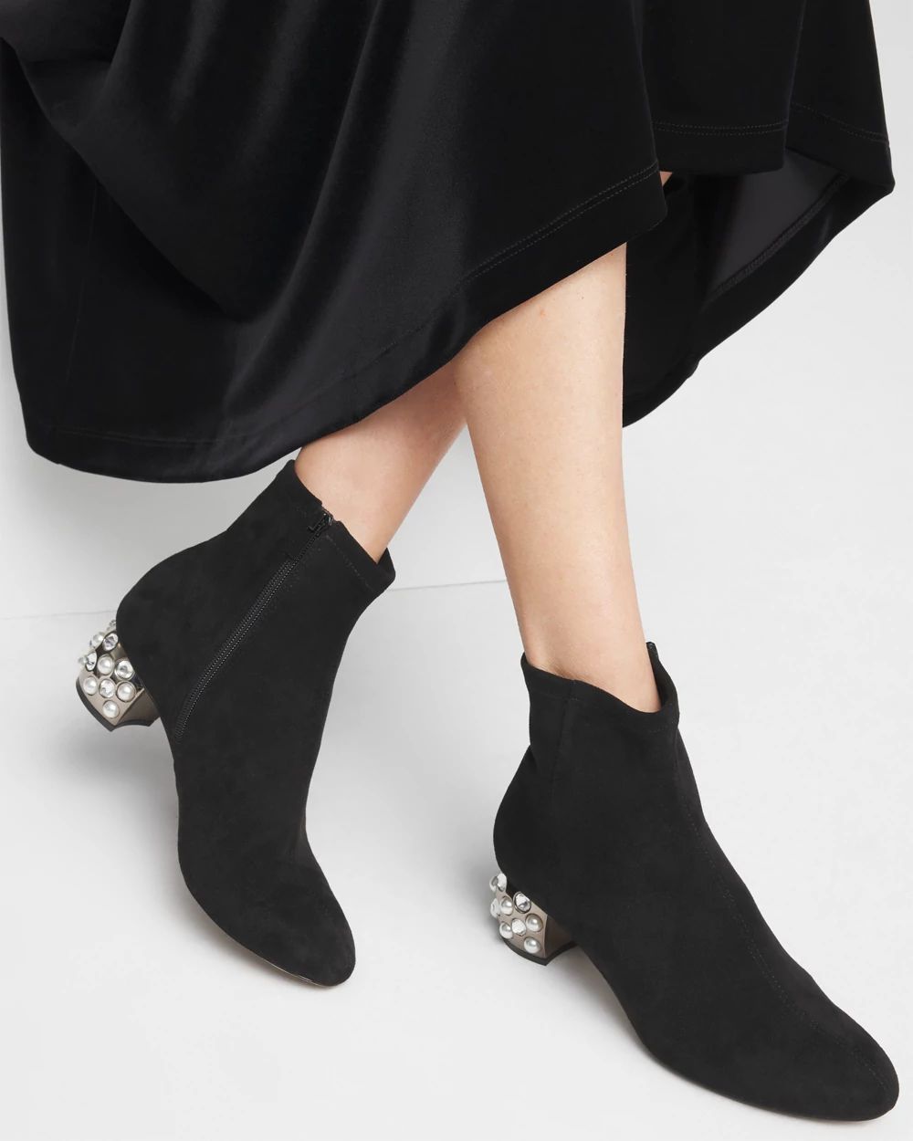 Danika Chunky Heel Metallic Trouser Boots - Black
